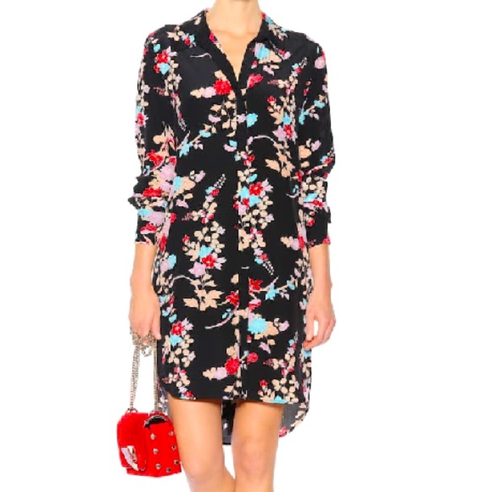 DVF floral silk shirt dress